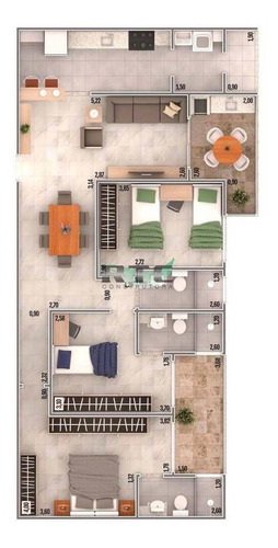 Imagem 10 de 11 de Apartamento, 3 Dorms Com 107 M² - Vila Caiçara - Praia Grande - Ref.: Masot263 - Masot263