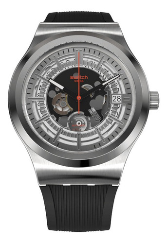 Reloj Swatch Sistem Through Again Yis431 Color de la correa Negro Color del bisel Gris