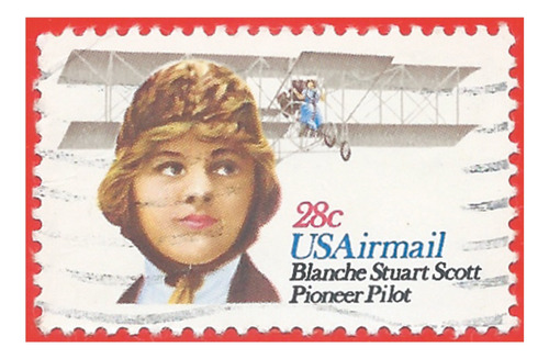 1980. Estampilla Piloto Blanche Stuart, Estados Unidos. Slg1