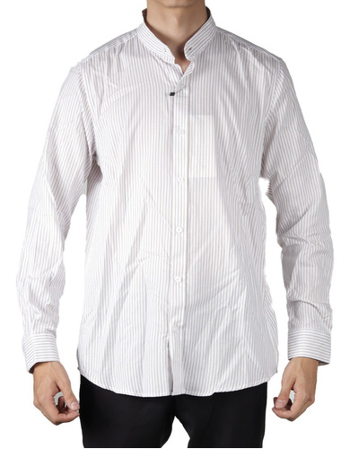 Camisa Caballero Frank Porter Líneas Beige, Blanco Fp.1084