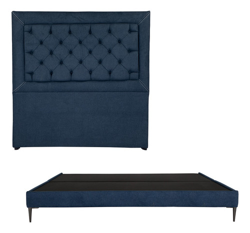 Cabecera + Base Cama Slim King Size Dicasa Mary Azul Navy