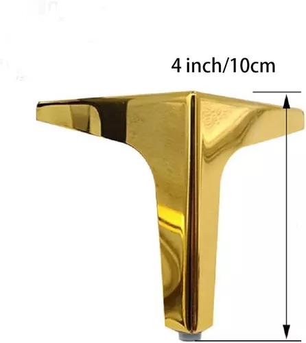 4 Patas Metalicas Doradas Para Muebles - Altura 10 Cm
