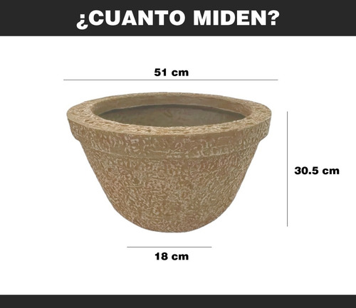 Maceta Minimalista Tazón Borde Mejor Que Fibra De Vidrio .73 Color Beige