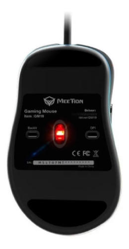 Imagen 3 de 9 de Mouse Gamer Meetion Gm19 Dpi 6400 Con Luz Rgb Negro Pc Ps4