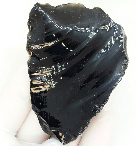 100% Natural Lonja De Obsidiana Negra De Lustre Vítreo #2253