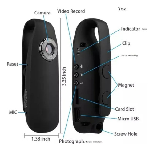 Nueva Cámara Corporal Portátil Hd 1080p Pocket Cam /&z