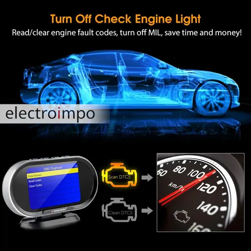 Scanner Medidor Digital Konnwei Kw206 Hud Obd2 Display