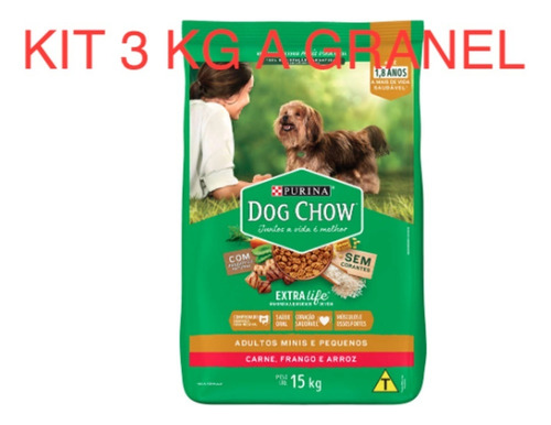Kit 3 Kg A Granel Ração Dog Chow Mini  Adulto Carne E Frango