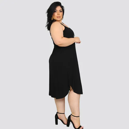 Vestido Plus Size Alça Fina Básico Soltinho Casual Verão