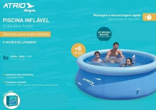 Piscina Inflável redonda Atrio ES305 de 3m x 76cm 4500L azul