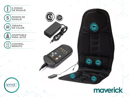 Imagen 2 de 10 de Asiento Masajeador Calor Espalda Muslos Maverick