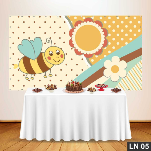 Imagem 5 de 6 de Painel De Festa Aniversário Abelha Abelhinha 1,50x1,00m Lona