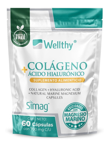 Colageno Y Acido Hialuronico Con Magnesio Marino  60caps Se Sabor Neutro