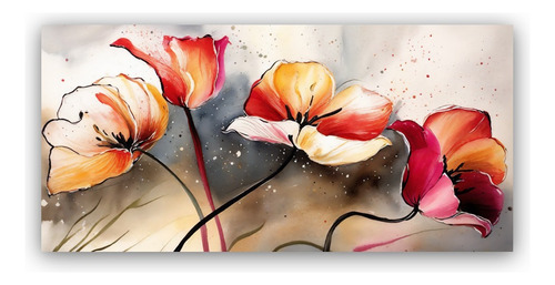 Cuadro Decorativo Mural Flores 120x60cm Pvc 5mm