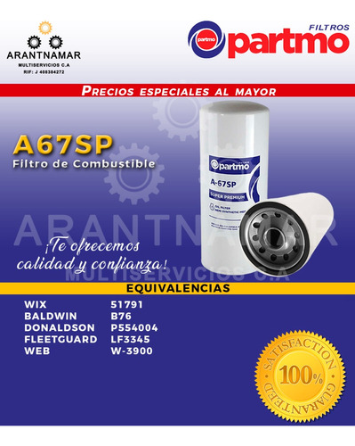 Filtro Aceite  Partmo A67sp 51791 B76 P554004