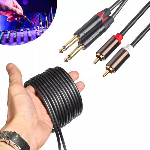 Cable De Audio Dual Rca Macho A Dual Plug 6.35 1.5 Metros