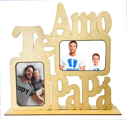 Porta Retrato Mdf Te Amo Papá 2 Fotos 4x10 Mayoreo 10 Pzas