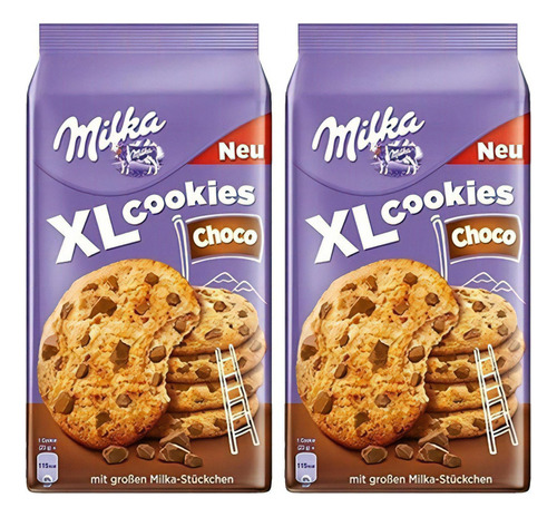 Kit 2 Biscoito Milka Xl Cookies Gotas Chocolate 184g