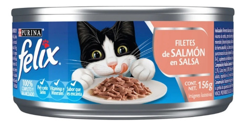 Alimento Felix Gato Lata Adulto Pack 24x156g Filetes Salmón