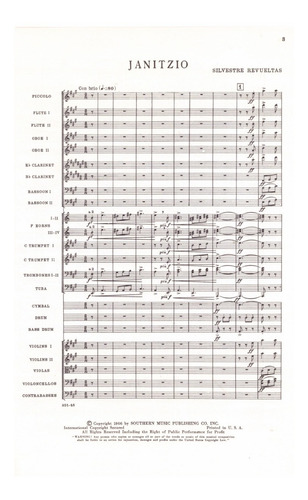 Janitzio For Large Orchestra, Full Score.