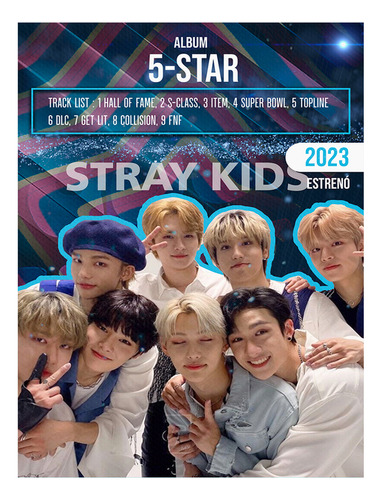 Poster Papel Fotografico Stray Kids 5star Album Sala 80x60