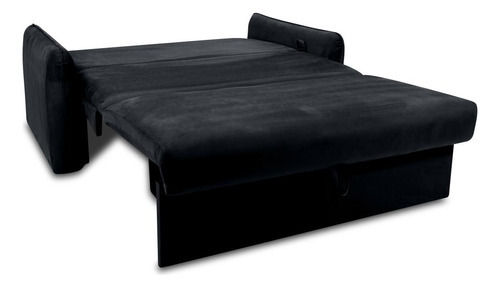 Sofá Cama Para Sala De Estar Zaia Com Baú Veludo Matrix Cor Preto