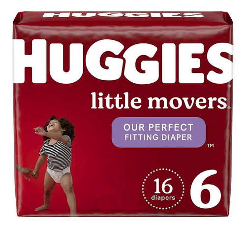Huggies Little Movers Bebé Pañales, Tamaño 6, 16 Ct