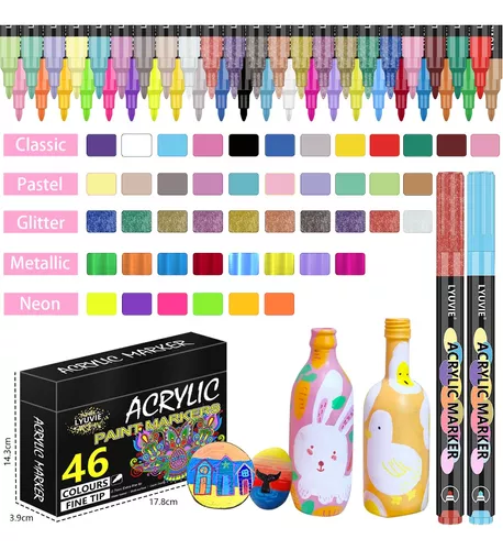 Lyuvie Rotuladores Acrilicos,100 Colores Rotuladores Pintura