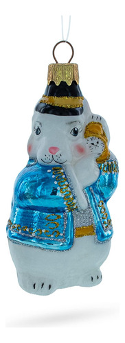 El Conejo Blanco Tiene Un Mini Adorno De Navidad De Vidrio