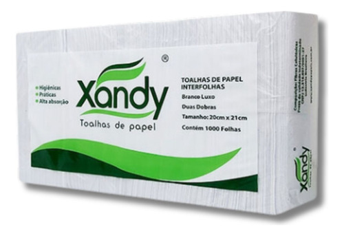 Papel Toalha Interfolhas Luxo Xandy C/1000 - Kit C/10.000 Fl