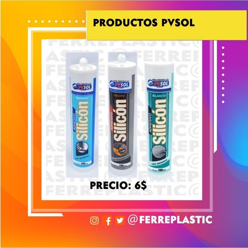 Silicon Pvsol Cartucho 280ml, Transparente, Blanco Y Negro