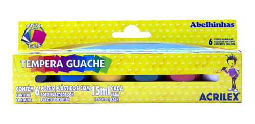 Tempera Escolar Acrilex 6 Colores Surtidos X15ml