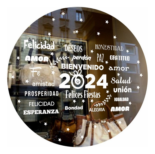 Vinilo Vidriera Navidad Navideño Felices Fiestas Textos