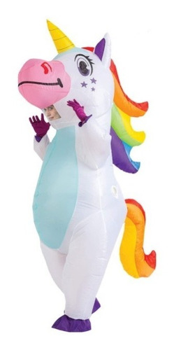Imagen 1 de 1 de Disfraz Inflable De Unicornio Arcoiris Adulto - Modelos