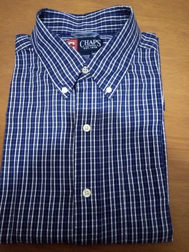 Camisa Vestir Hombre CHAPS Cuidado Facil Rico de Algodón Manga Larga