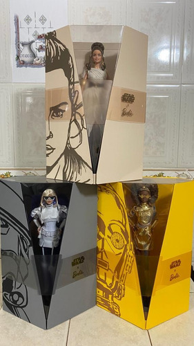 Barbie Colección Star Wars C-3po, Stormtrooper,rey Skywalker (Usado)