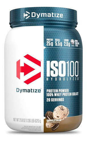 Suplemento en polvo Dymatize  Whey ISO-100 proteína sabor cookies & cream en pote de 640g