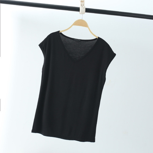 Camiseta Modal Sin Mangas Con Cuello En V Para Mujer