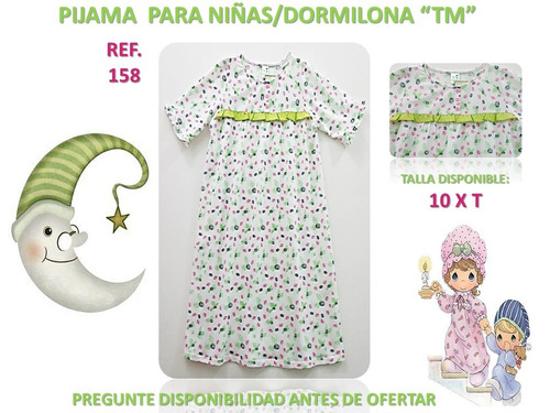 Pijamas Dormilonas Niñas Tm 100% Algodón Tallas Grandes T10