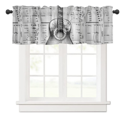 Cortina Cenefa Para Cocina Ventana Musica Retro Guitarra 1 X