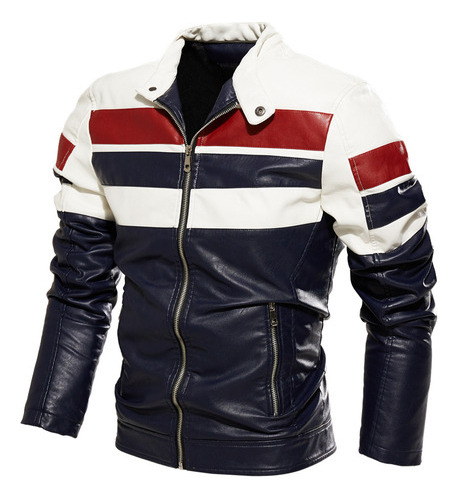 Chaqueta De Cuero Pu Pilot Para Hombre, A Juego Con Colores