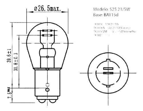 Lampada 1034 21/5w 12v 2 Polos 1 Unidade Tg1025004