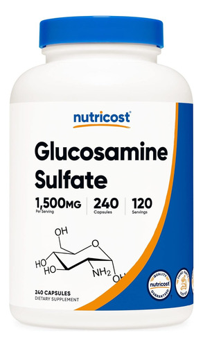 Nutricost Glucosamine Sulfate 750mg, 240 Capsules (1500mg Pe