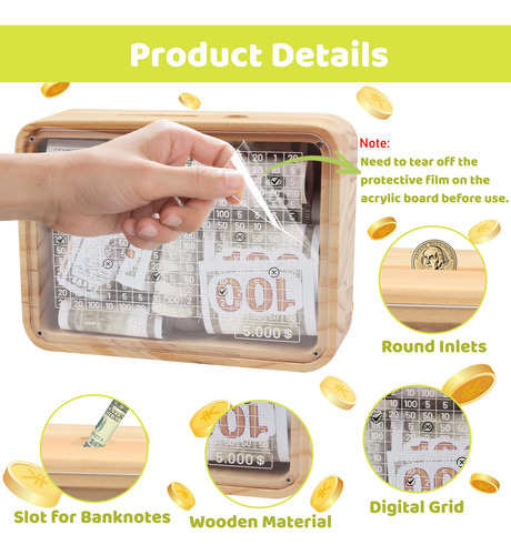 Money Saving Box Piggy Bank For Adults Kids, 2024 New 10000