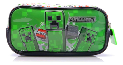 Cartuchera Escolar 3d Con Cierre Minecraft Color Verde