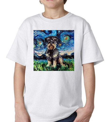 Remera De Niño Schnauzer Noche Estrellada