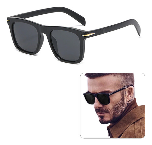 Óculos De Sol Óculos Escuros Masculino Quadrado Uv400 Preto