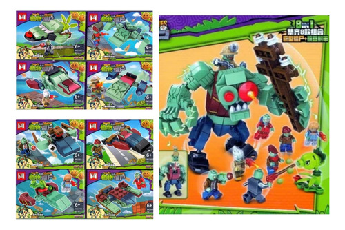 Set X 8 Muñecos Plants Plantas Vs Zombies P/ Armar 