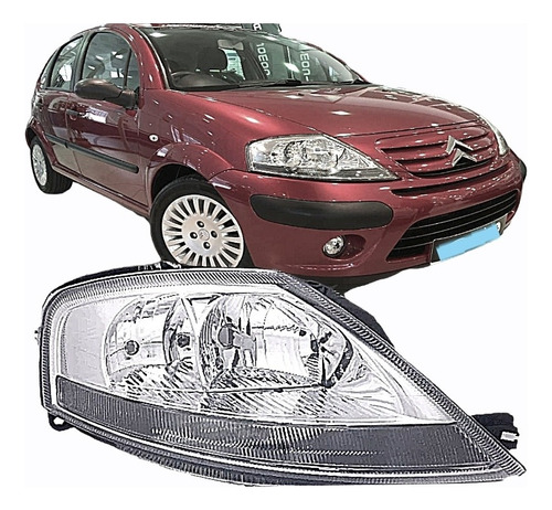 Optica Para Citroen C3 Comando Eléctrico 2002 Al 2011 Der.