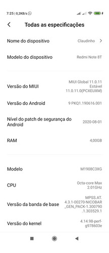 Celular Xiaomi Redmi Note 8t
